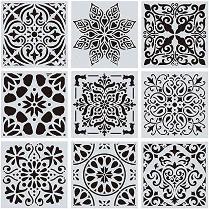 9pcs Reusable Mandala Dotting Stencils - Unleash Your Creative Side with DIY Wall, Door & Furniture Art!