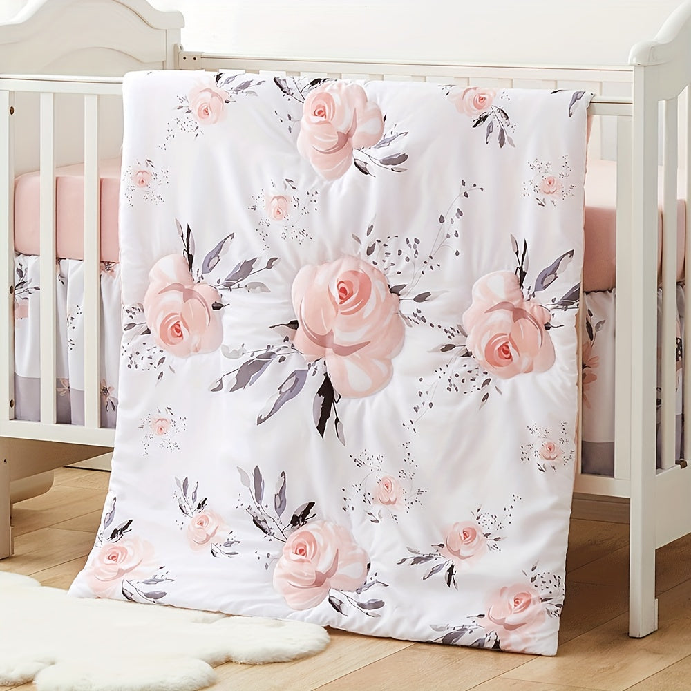 Couette de berceau de bébé, couverture de bébé pour tout-petits pour garçons et filles, couette douce toutes saisons, couverture de literie de pépinière de fleurs 