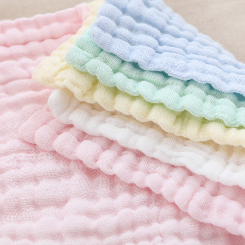 Débarbouillettes en mousseline pour bébé Lingettes pour bébé en mousseline purifiée naturelle Serviette de visage douce et absorbante pour nouveau-né à 6 couches pour peau sensible, registre de bébé comme douche, paquet de 5 11,8 x 11,8 pouces 