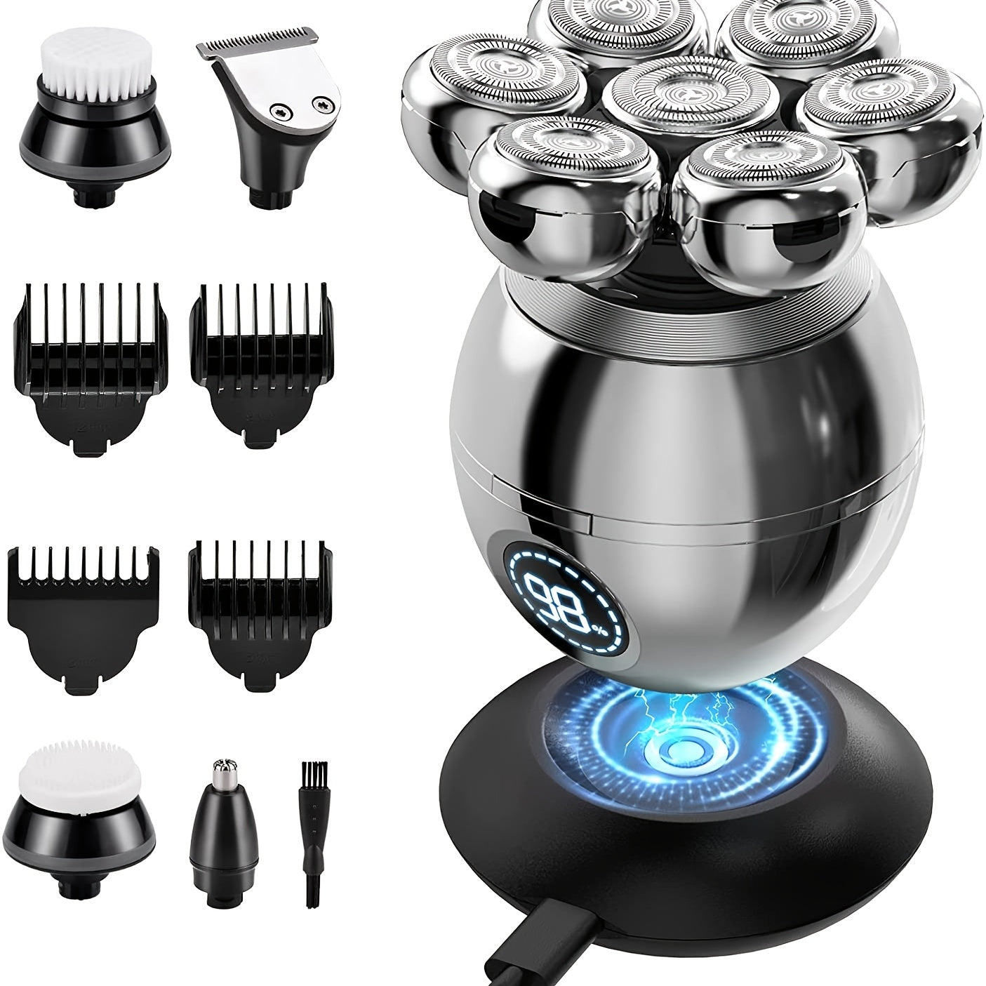 7D Head Shaver For Men: 6 In 1 Waterproof With LCD Display & Bald Head Shavers For Men - Get a Clean & Smooth Shave!