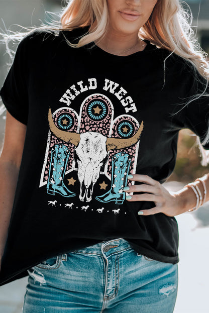 WILD WEST Graphic Short Sleeve Tee Shirt