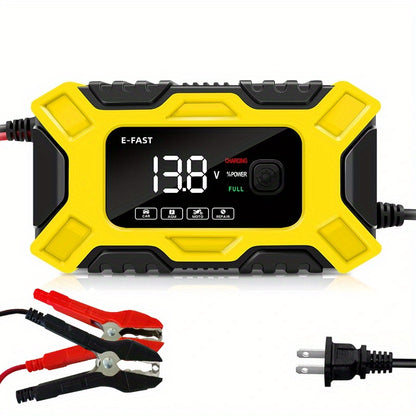 6A Intelligent Car Battery Charger with LCD Screen, Impulse Repair, Summer & Winter Modes - Fully Automatic & Efficient!