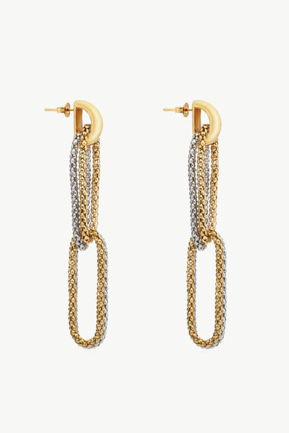 Gold-Plated D-Shaped Drop Earrings