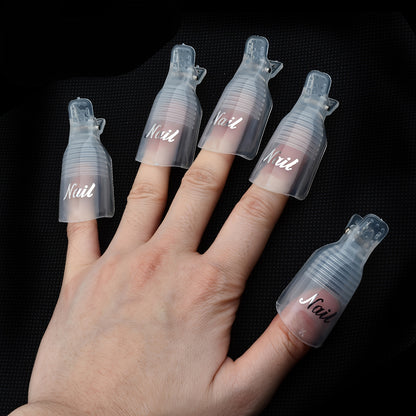 10 pcs Soak Off Nail Polish Remover - Plastic Nail Art Polish Soak Off Remover for Gel Polish - Easy and Painless Nail Care