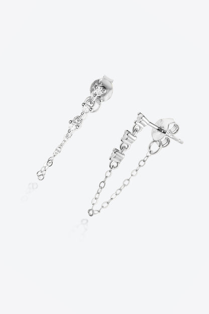 Boucles d'oreilles chaîne en argent sterling 925 avec zircon