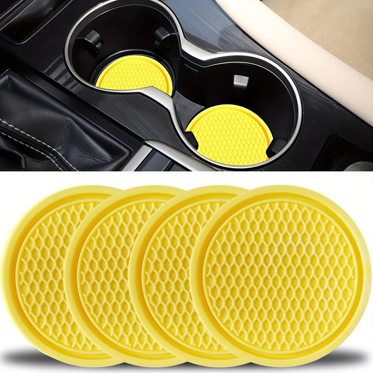 Upgrade Your Car's Interior with These 4Pcs Universal Non-Slip Cup Holders Embedded In Ornaments Coasters!