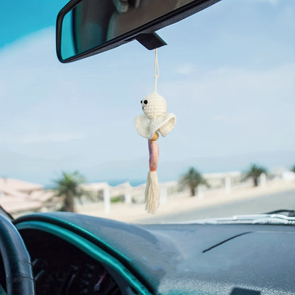 Swinging, Cute, Creative, Good Luck, Tassel, Smiling Face Doll Car Rearview Mirror Hanging Adornment, Cute And Interesting Car Interior Accessories