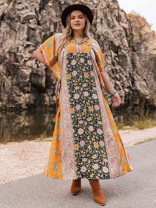 Robe Longue à Col Noué de Grande Taille