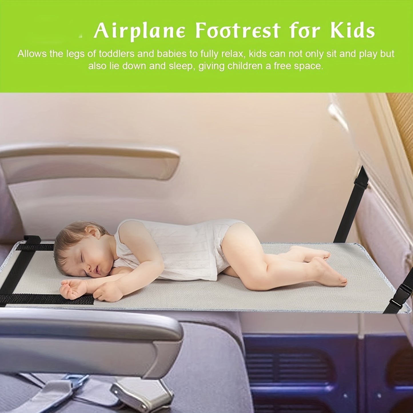 Anti-Slip Airplane Footrest for Kids - Portable Travel Bed with Airplane Seat Extender - Perfect for Toddlers and Babies - Soft and Comfortable - Ideal for Airplane Travel