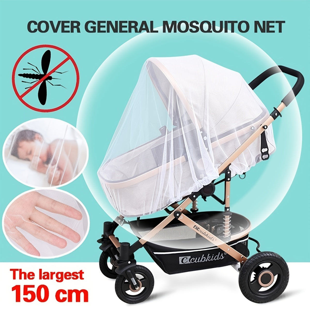 1pc Full Cover Baby Stroller Mosquito Net - Protect Your Little One from Insects and Bugs - Easy to Fit and Adjustable - Perfect for Travel and Outdoor Activities