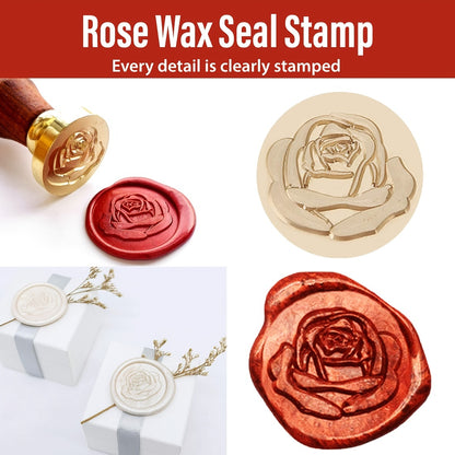 1pc Wax Seal Stamp - 25mm Removable Brass Head With Wooden Handle, Vintage Sealing Wax Stamp For Wedding Invitations Envelopes Wine Packages Greeting Cards, Bee/Tree Of Life/Rose/Heart/Rosemary