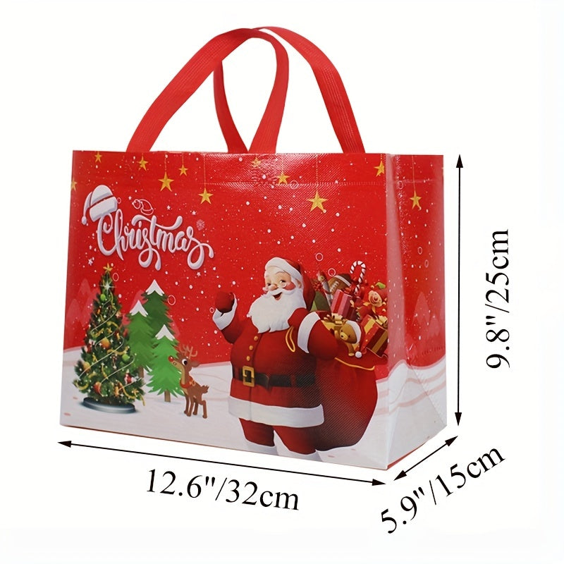 3pcs Christmas Gift Bag, Christmas Tote, Medium Festive Gift Bag With Handle, Reusable Non Woven Shopping Bag For Christmas Party, New Year Shopping 12.5"×9.8"×5.9"