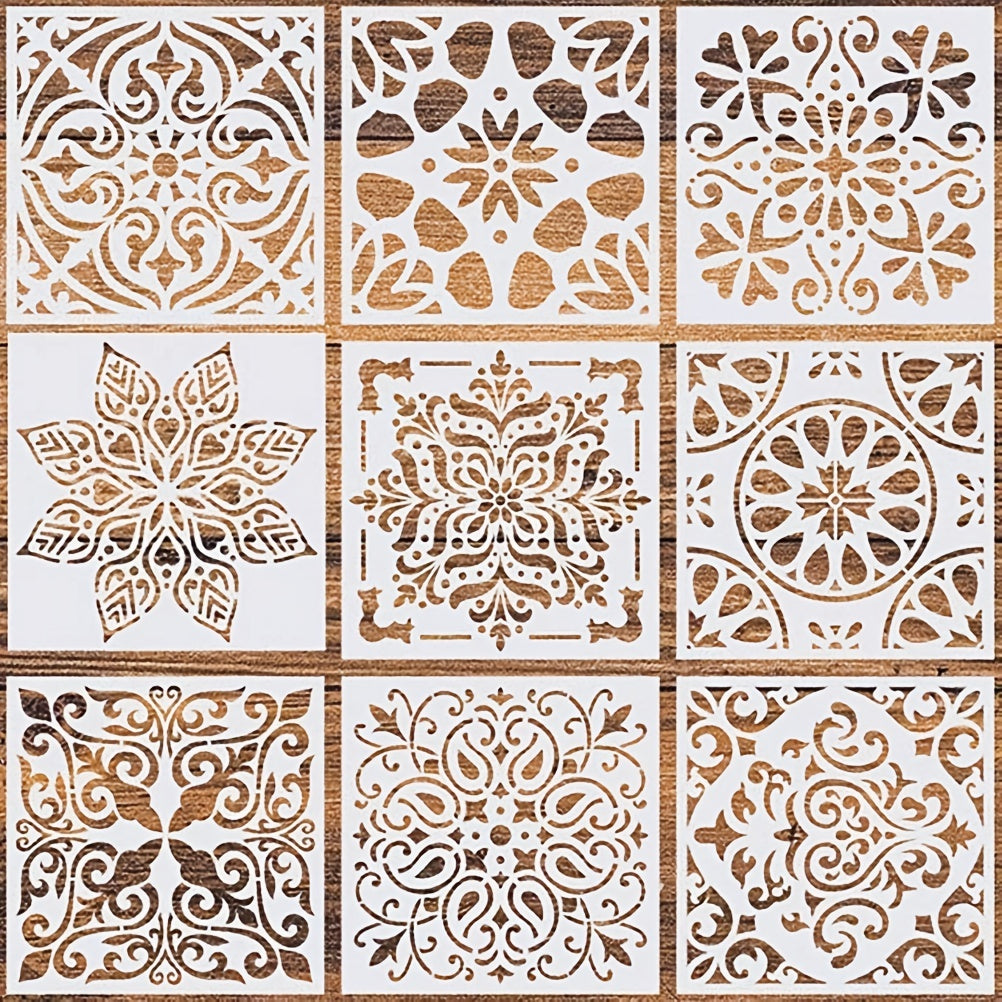 9pcs Reusable Mandala Dotting Stencils - Unleash Your Creative Side with DIY Wall, Door & Furniture Art!