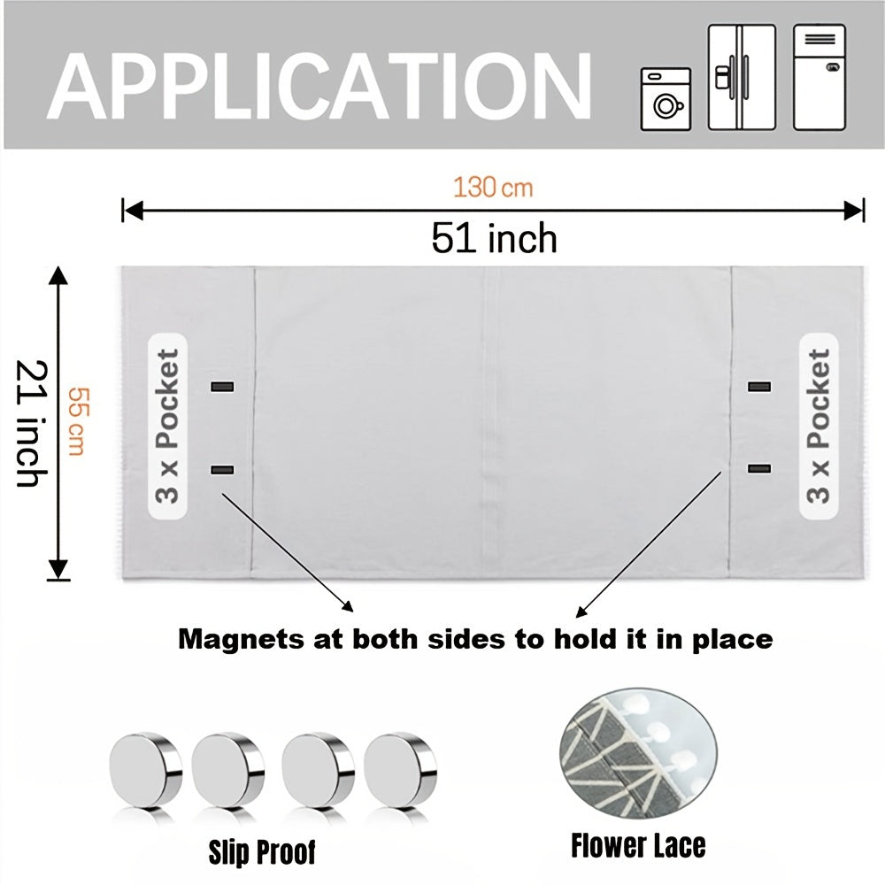 1 Pc Washer And Dryer Top Cover,Washing Machine Top Cover,Fridge Dust Cover With 6 Side Storage Bags For Home And Kitchen