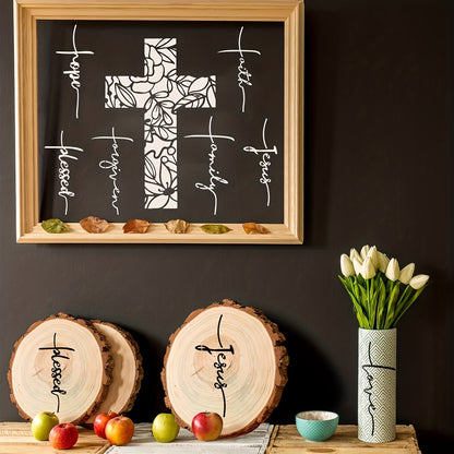 9pcs Christian Cross Painting Stencils Set - Forgiveness, Believe in Jesus, Reusable Stencils for Wall Decor, Wood, Canvas & More