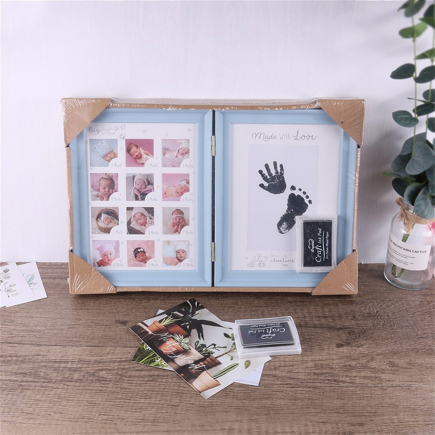 100 Days Anniversary Table Filler Photo Frame - Capture Your Newborn's Hand & Foot Prints!