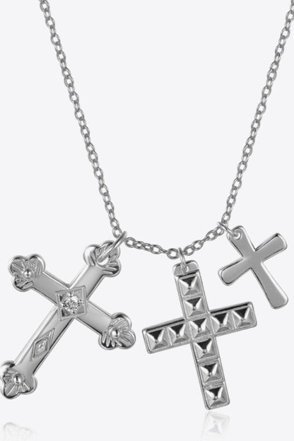 Collier avec pendentif croix en zircon incrusté en argent sterling 925