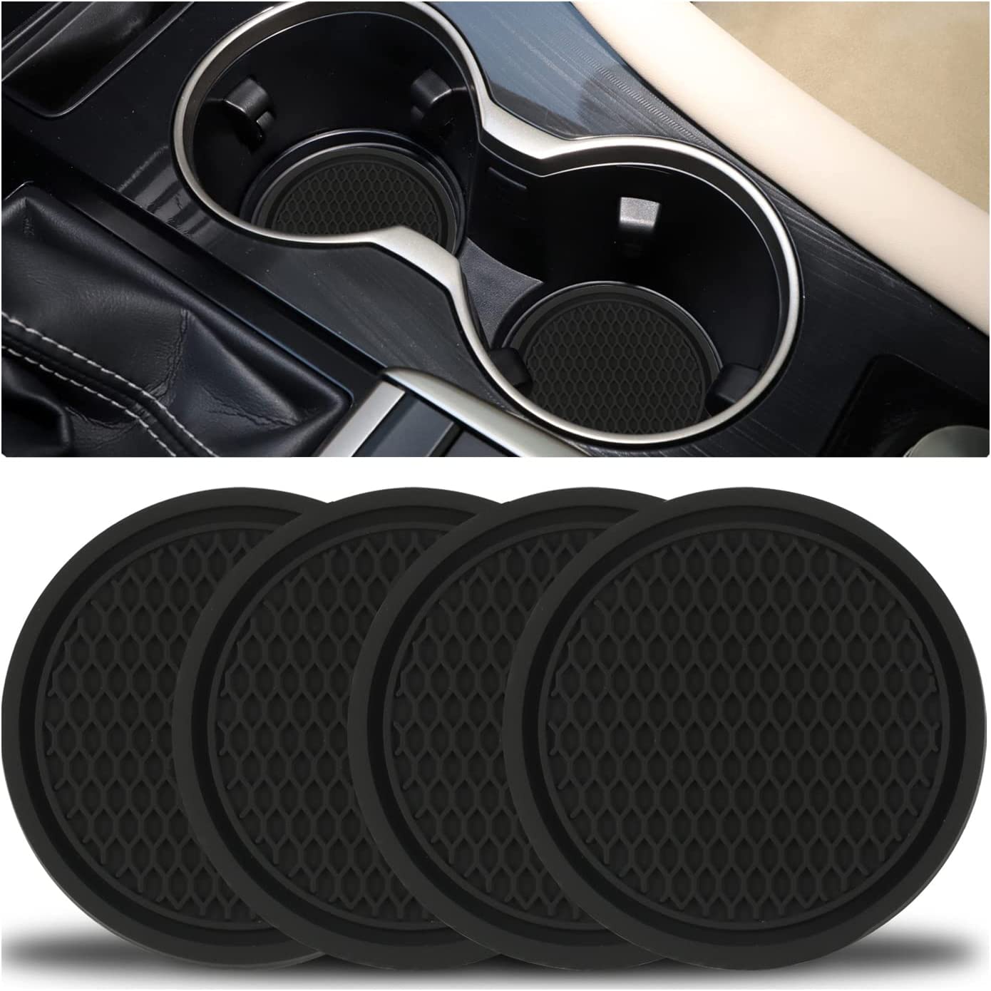 Upgrade Your Car's Interior with These 4Pcs Universal Non-Slip Cup Holders Embedded In Ornaments Coasters!