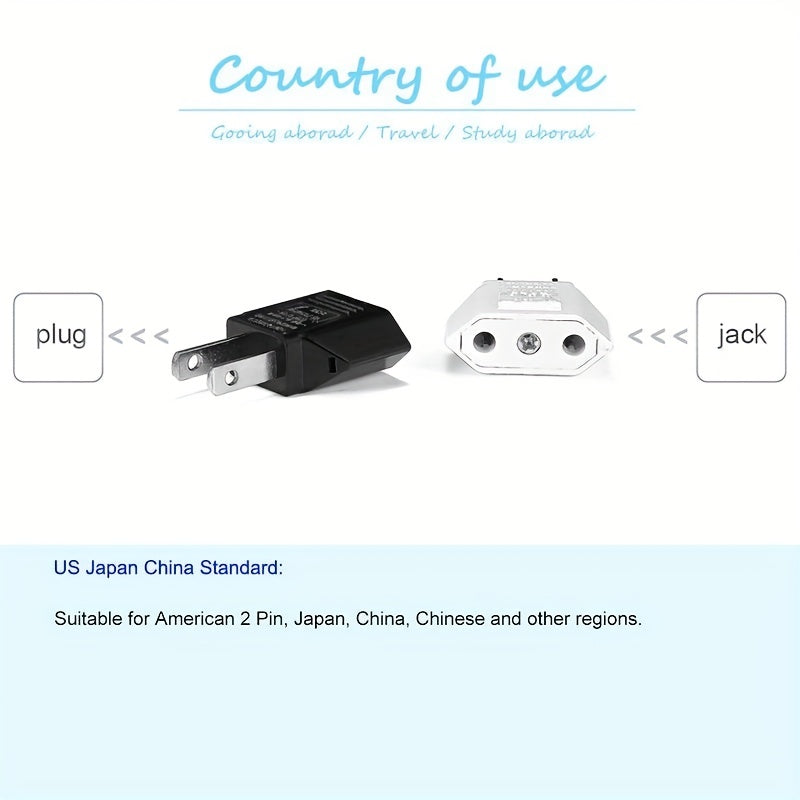 1pc US/EU American Socket Adapter: Convert Your European EU Plug to US Plug in Seconds!