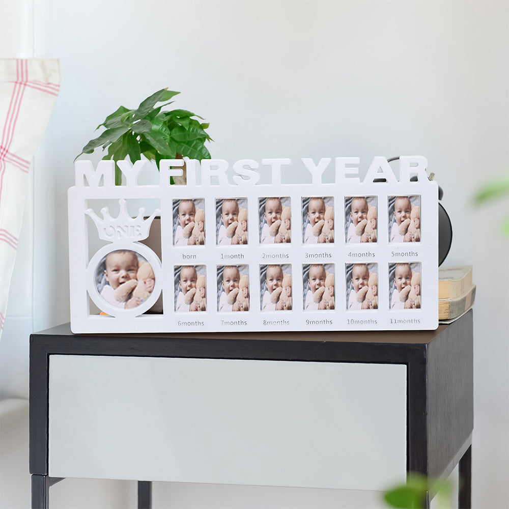 12-Month Growth Record Photo Frame for Baby - Creative Design & PP Plastic Material