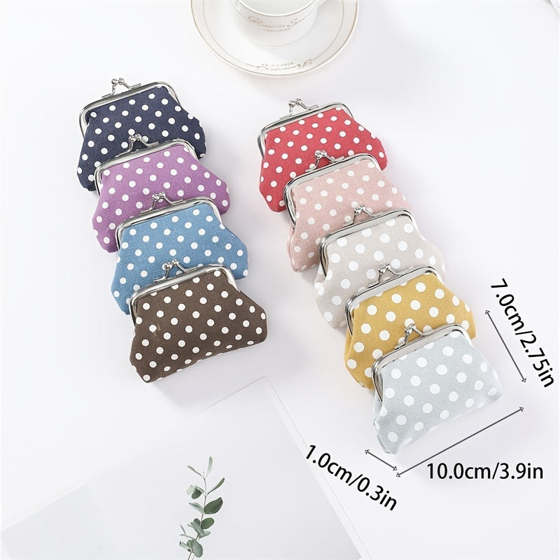 Stylish Polka Dot Kiss Lock Coin Purse - Convenient Earphone Storage Wallet