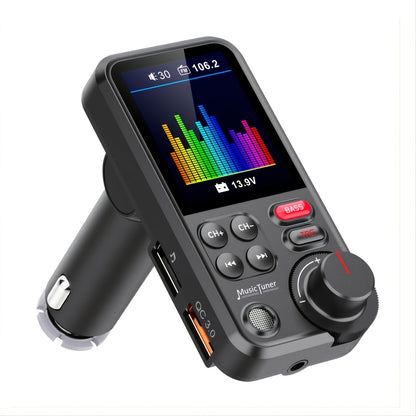 Upgrade Your Car Audio with this Wireless FM Transmitter & Microphone - Hands Free Calls & 3.0 Charging Support!