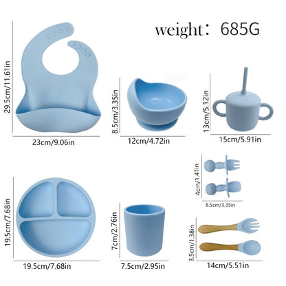 L'ensemble de collations parfait pour bébé : assiette, bol et gobelet de vidange portables en silicone - parfait pour les enfants ! 