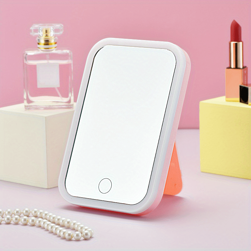 5X Magnifying Compact Cosmetics Mirror with LED Touch Screen & Portable Standing Design - Perfect for Makeup & Vanity!