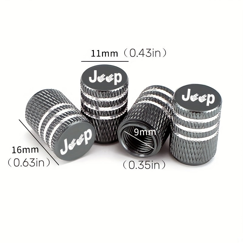 4pcs/set For Jeep Logo Wrangler JK JL Grand Cherokee Commander Renegade Compass Liberty Alloy Car Wheel Tire Valve Stem Cap Accessories