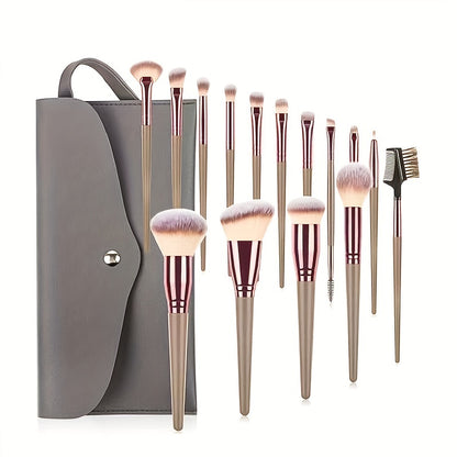 15-Piece Professional Makeup Brush Set: Perfect for Foundation, Eyelash, Eyebrow, and Eyeshadow Cosmetics!