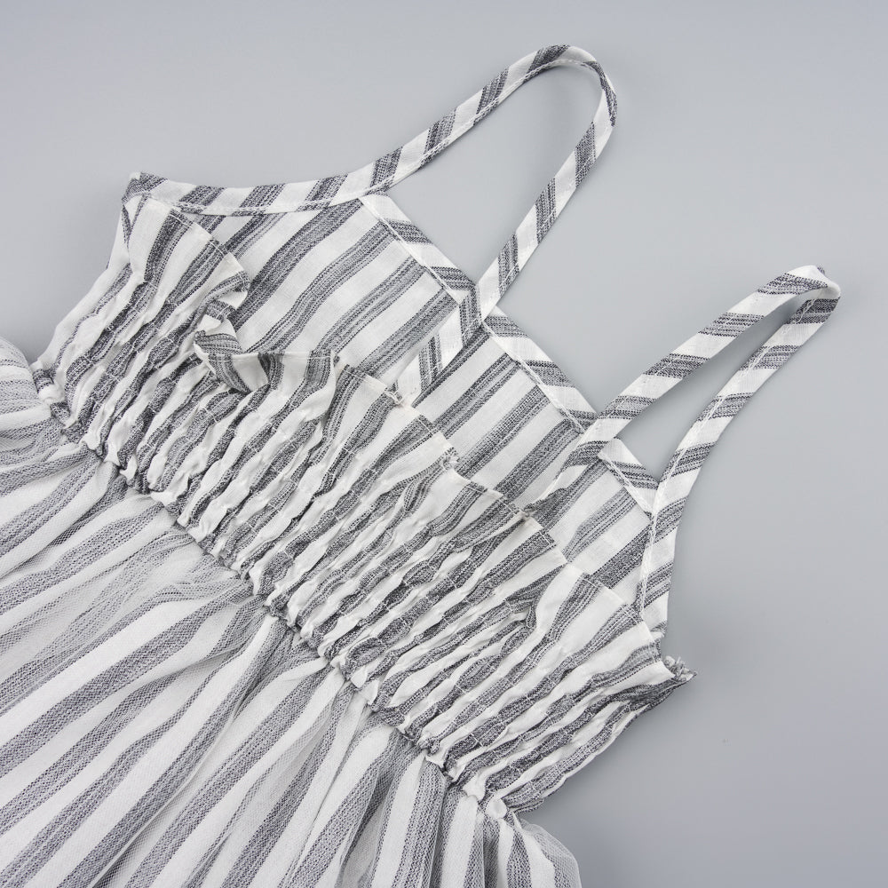 Striped Bow Detail Spaghetti Strap Dress