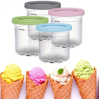 4 Packs/ 2 Packs Ice Cream Pints Cup, Ice Cream Containers With Lids Replacements For Ninja Creami Pints, Safe & Leak Proof Ice Cream Pints Kitchen Accessories For NC301 NC300 NC299AM Series Ice Cream Maker