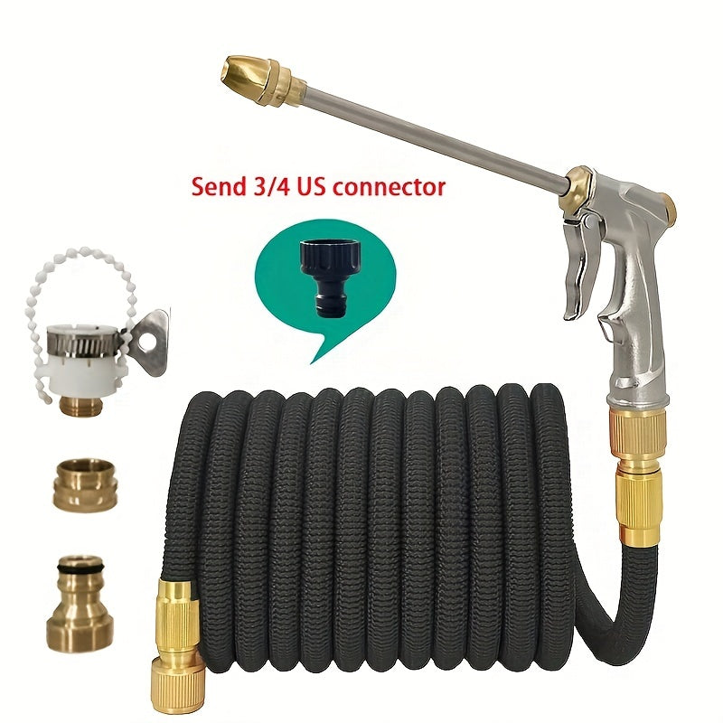 Upgrade Your Car Washing Game with this Retractable High-Pressure Metal Nozzle Hose Set!