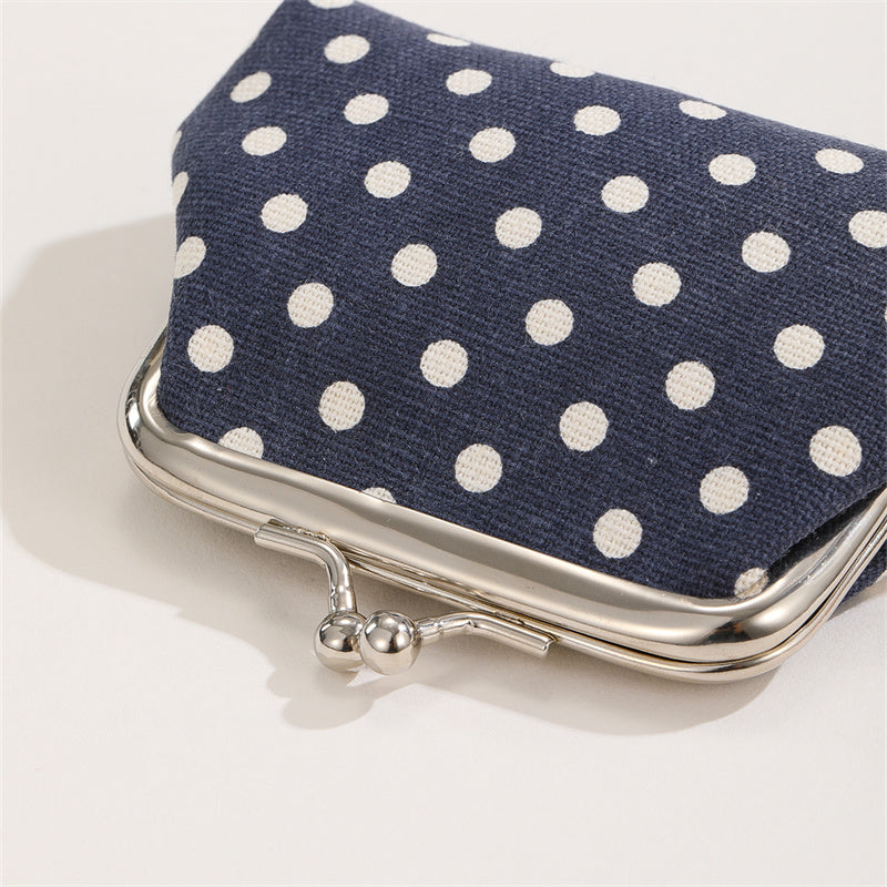 Stylish Polka Dot Kiss Lock Coin Purse - Convenient Earphone Storage Wallet