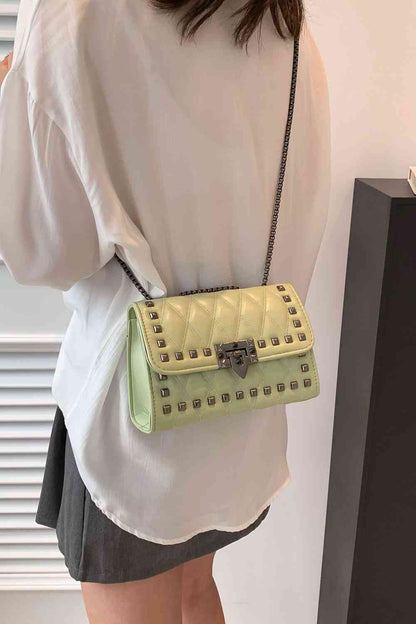 Studded PU Leather Crossbody Bag