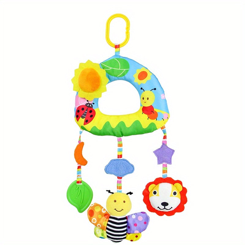 0-3 Years Old Soothing Plush Toy Bed Hanging Stroller - Cute Cartoon Creative Stroller Hanging Bed Hanging Soothing Baby Rainbow Rattle Bed Bell