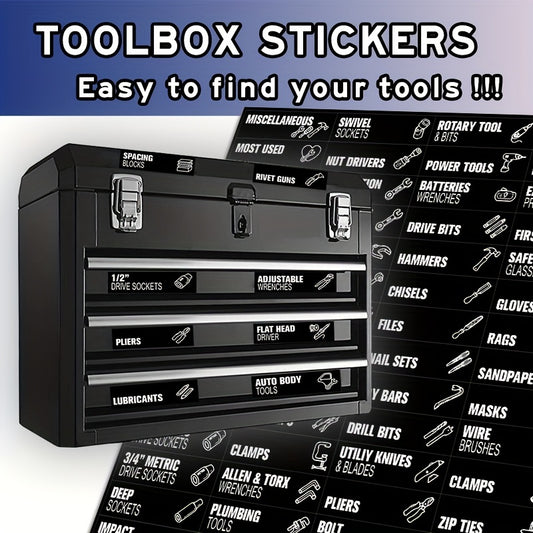 80PCS/SET Toolbox Organization Stickers - 80 Large & Easy To Read Printing - Fits All Brands Of Steel Tool Box Drawers