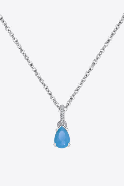 Teardrop Turquoise 4-Prong Pendant Necklace