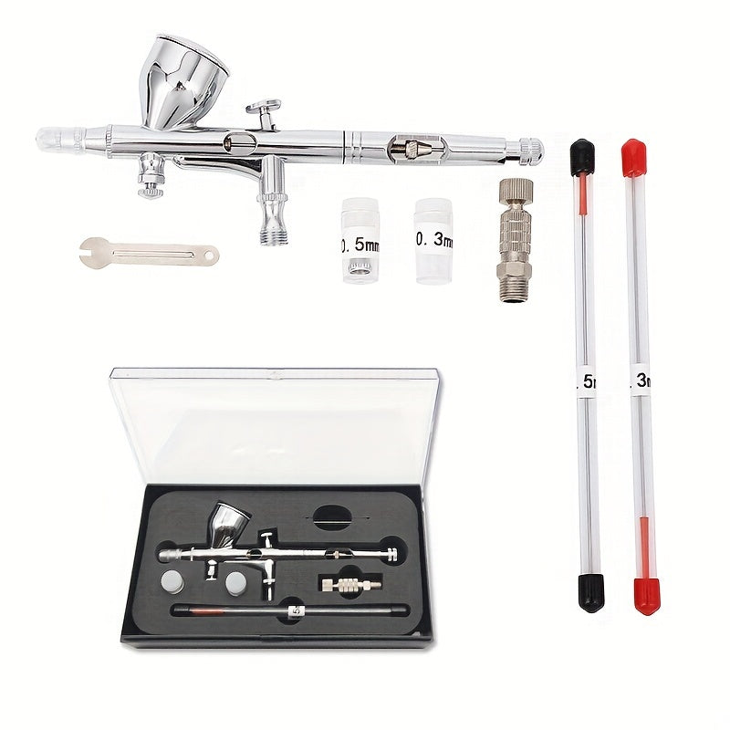 180T Professional Dual Action Gravity Multipurpose Spray Gun Kit, 0.2mm/0.3mm/0.5mm Dual Action Airbrush Kit For Airbrush Painting, Tattoo, Cake Decorating