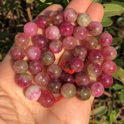 8mm Natural Pink Tourmaline Crystal Beads: Perfect for Jewelry Making & DIY Earrings!