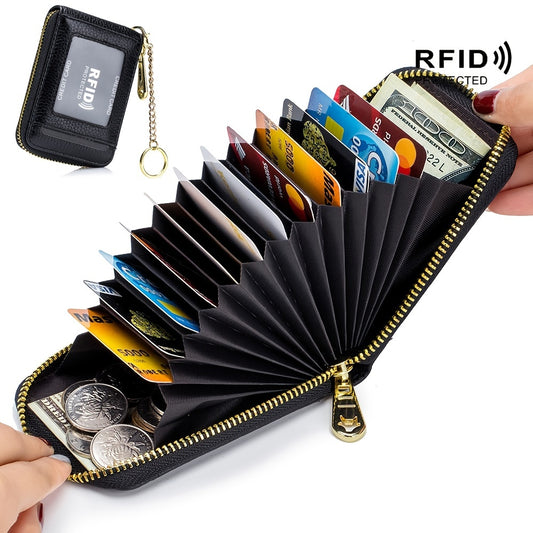 Stylish RFID Credit Card Holder - Multi-Compartment Wallet with Simple Zip Around Card Case