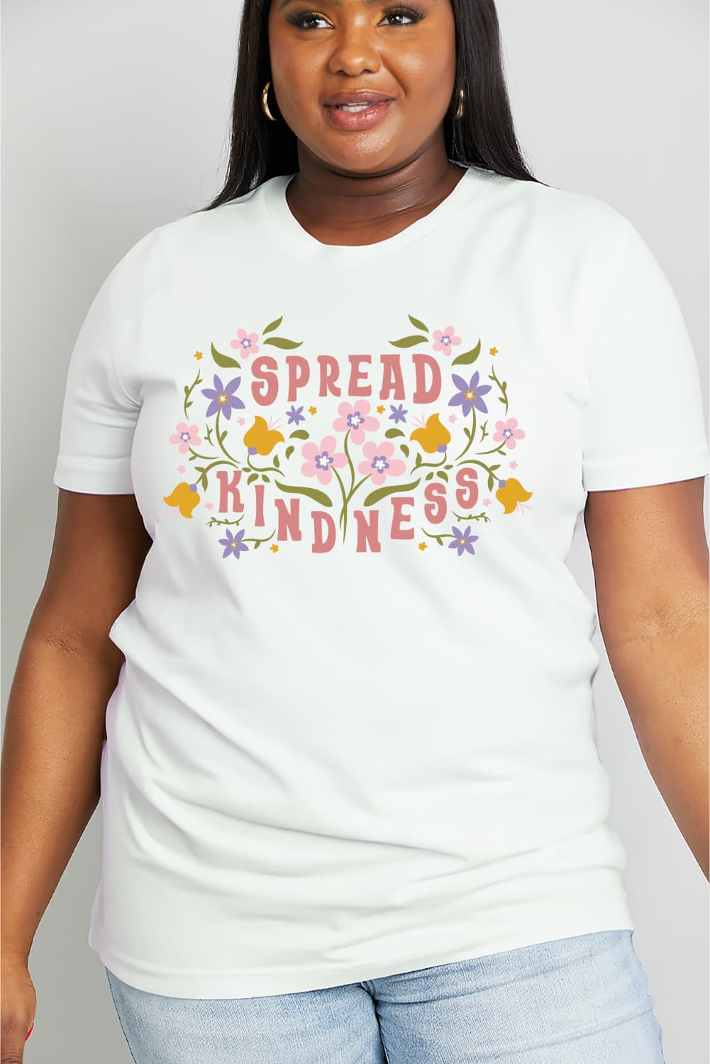 T-shirt en coton graphique Simply Love pleine grandeur SPREAD KINDNESS