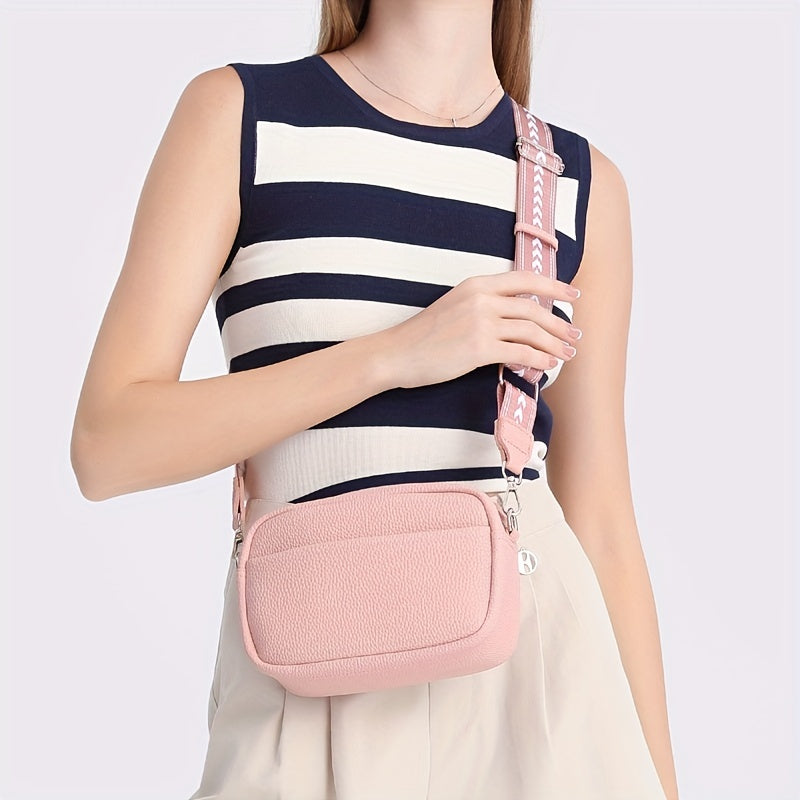 Sac à bandoulière carré tendance, sac à bandoulière à motif Litchi, sac à main à fermeture éclair en cuir PU pour femmes 