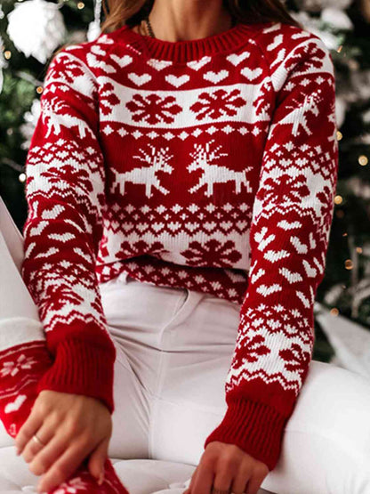 Christmas Theme Round Neck Sweater