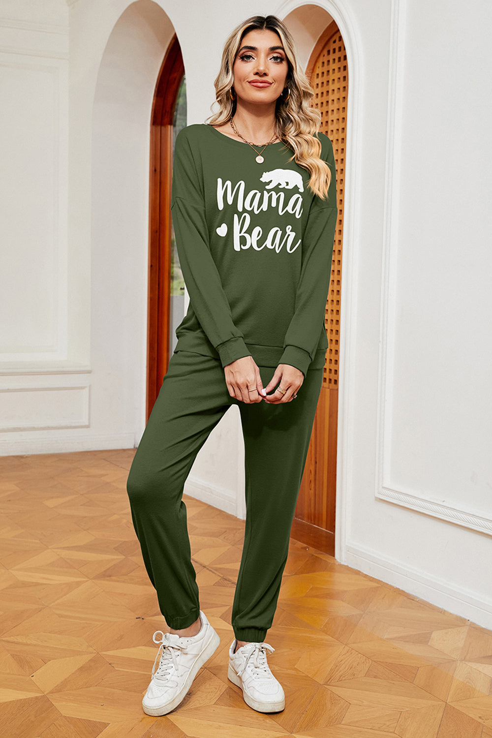 MAMA BEAR Ensemble sweat-shirt graphique et pantalon de survêtement