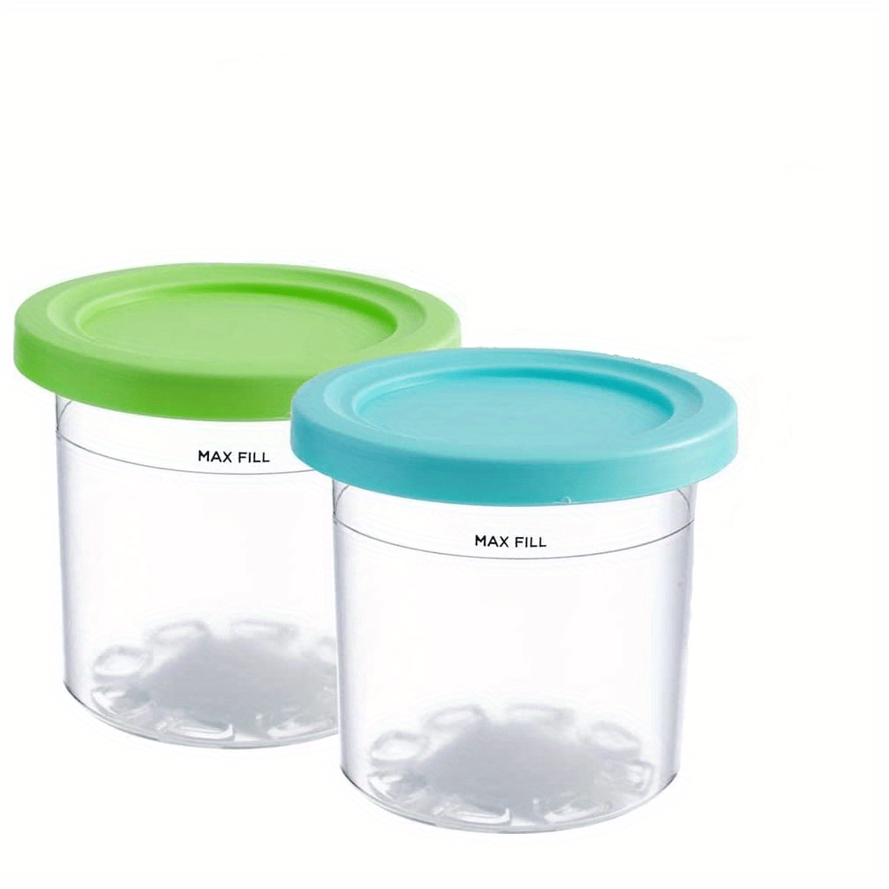 4 Packs/ 2 Packs Ice Cream Pints Cup, Ice Cream Containers With Lids Replacements For Ninja Creami Pints, Safe & Leak Proof Ice Cream Pints Kitchen Accessories For NC301 NC300 NC299AM Series Ice Cream Maker