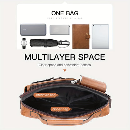 ã€WEIXIER】 Sac à bandoulière en matériau PU pour hommes Sac à bandoulière d'affaires pour hommes Sac à bandoulière portable Sac décontracté Sac pour hommes Cadeau pour père / anniversaire 