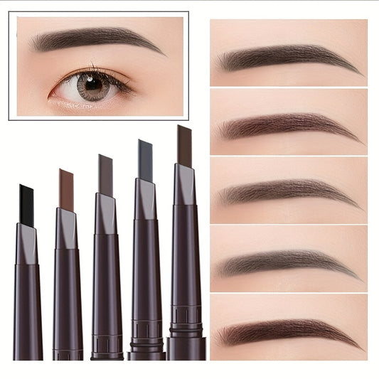 Waterproof and Smudge Proof 5 Color Eyebrow Pencil with Double Ended Triangular Head for Long Lasting Results