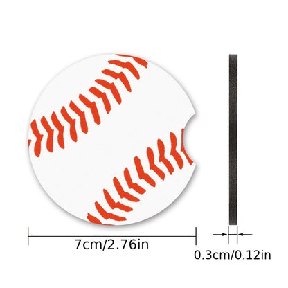 2Pcs Car Coasters, Baseball Print Cup Slot Mat Silicone Non-slip Pad Cup Heat Insulation Coasters For Car Interior Accessories