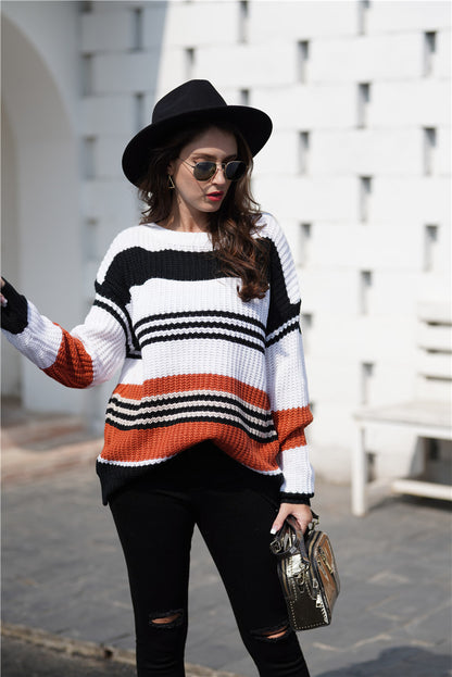 Striped Boat Neck Sweater